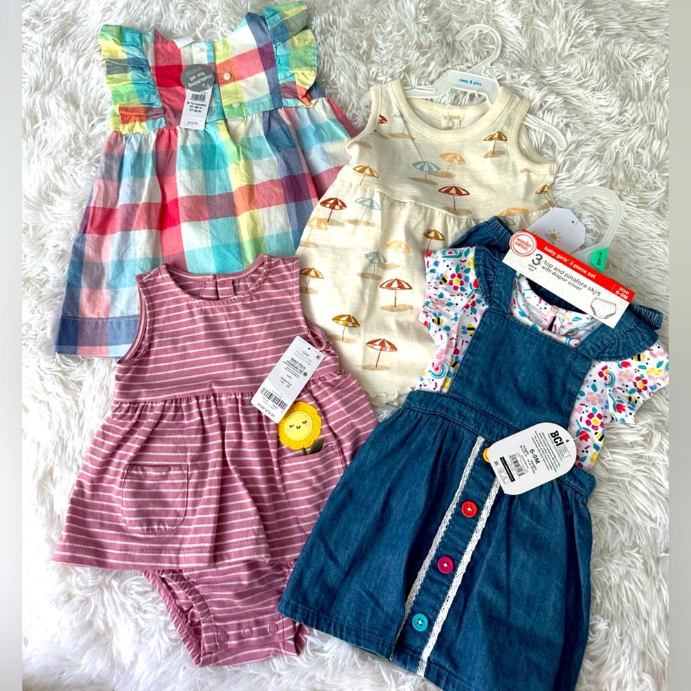 NWT Assorted Baby Girl Dresses - Set of 4 - Size 6 months - 12 months